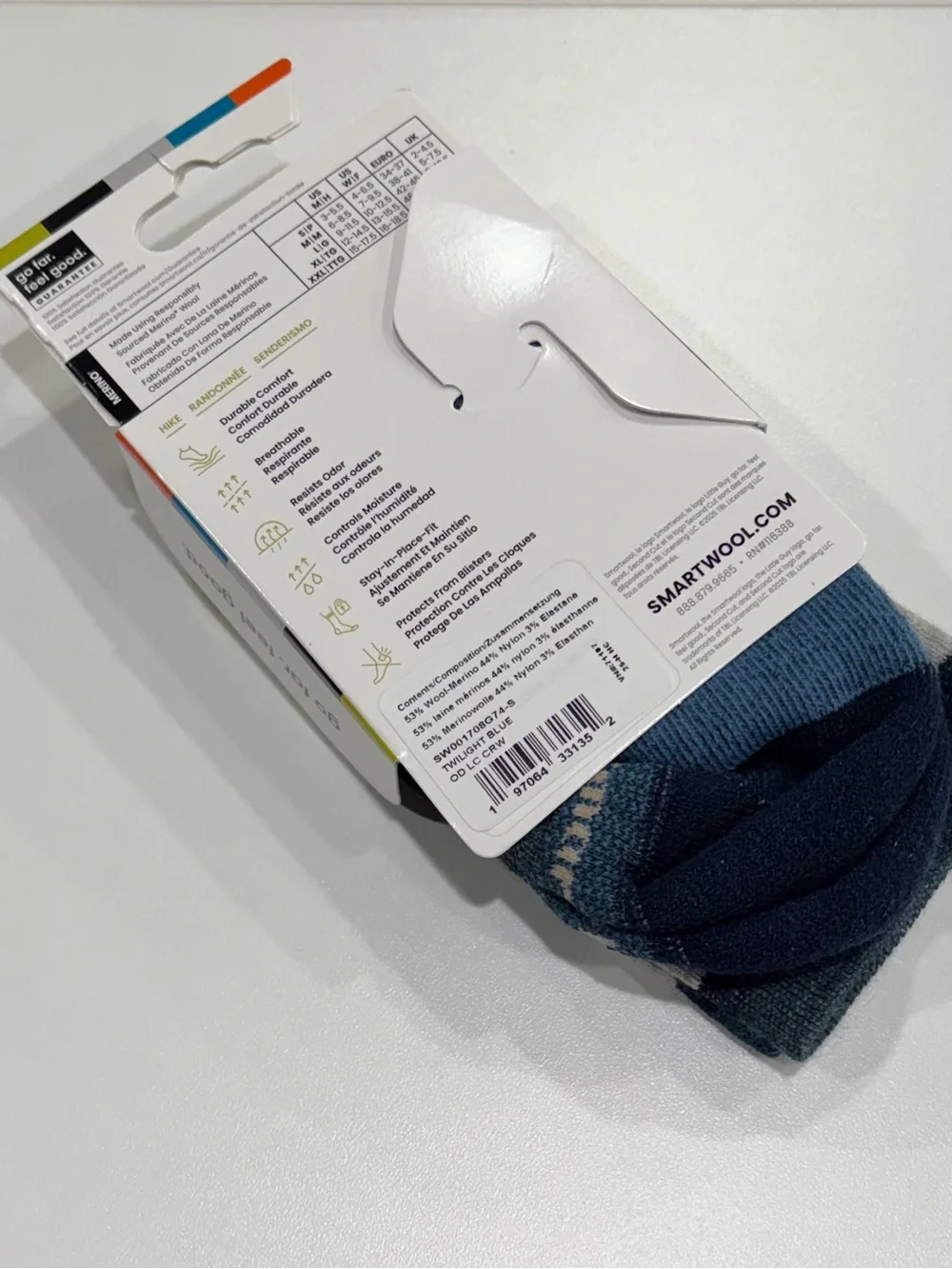 SmartWool Women's Small Outdoor Light Cushion Socks Blue NWT Wool Blend